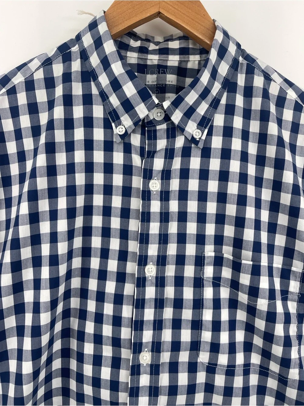 J. Crew Men’s Navy and White Gingham Button-Down Shirt